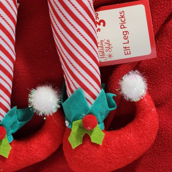 Holiday Style 6pk Assorted Elf Leg Felt Cloth and Wooden Picks for Decorating - Picture 6 of 16